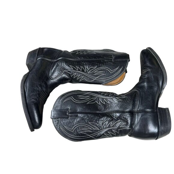 Vintage Chippewa Leather Embroidered Western Cowboy Black Boots Men's 11 D - Picture 8 of 14